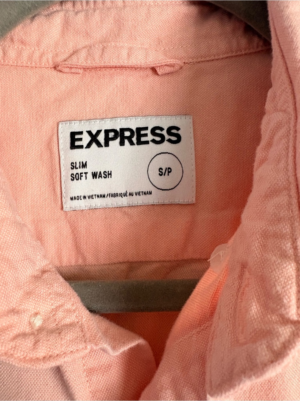 Express Men’s Peach Casual Button-Down Shirt - Slim Small - Picture 3 of 5